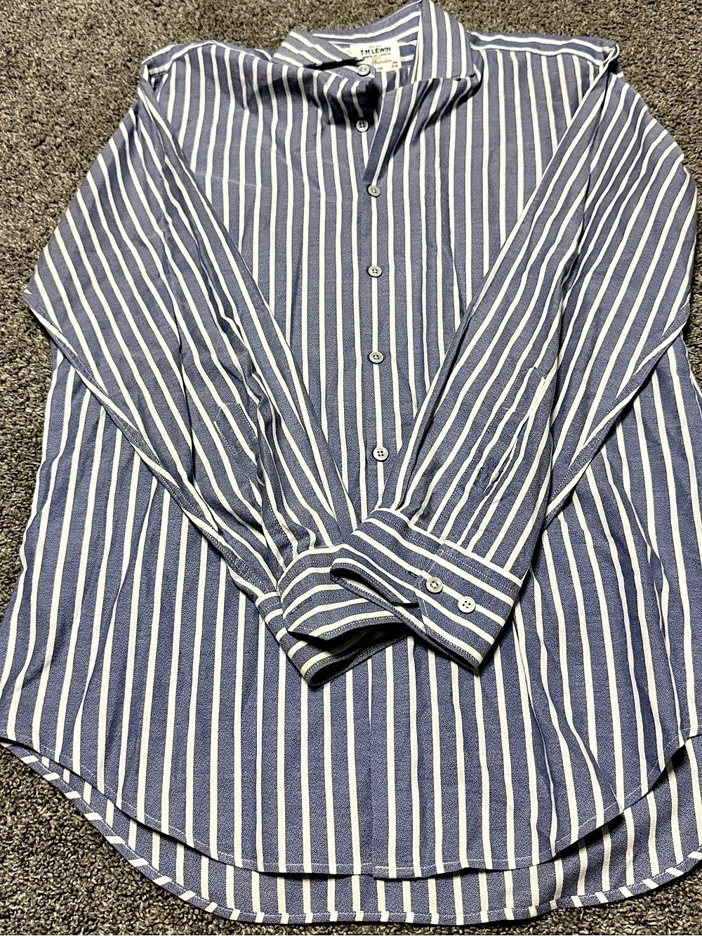 T.M.Lewin Fine Shirtmakers Striped Cotton Shirt in Blue & White Size 16.5